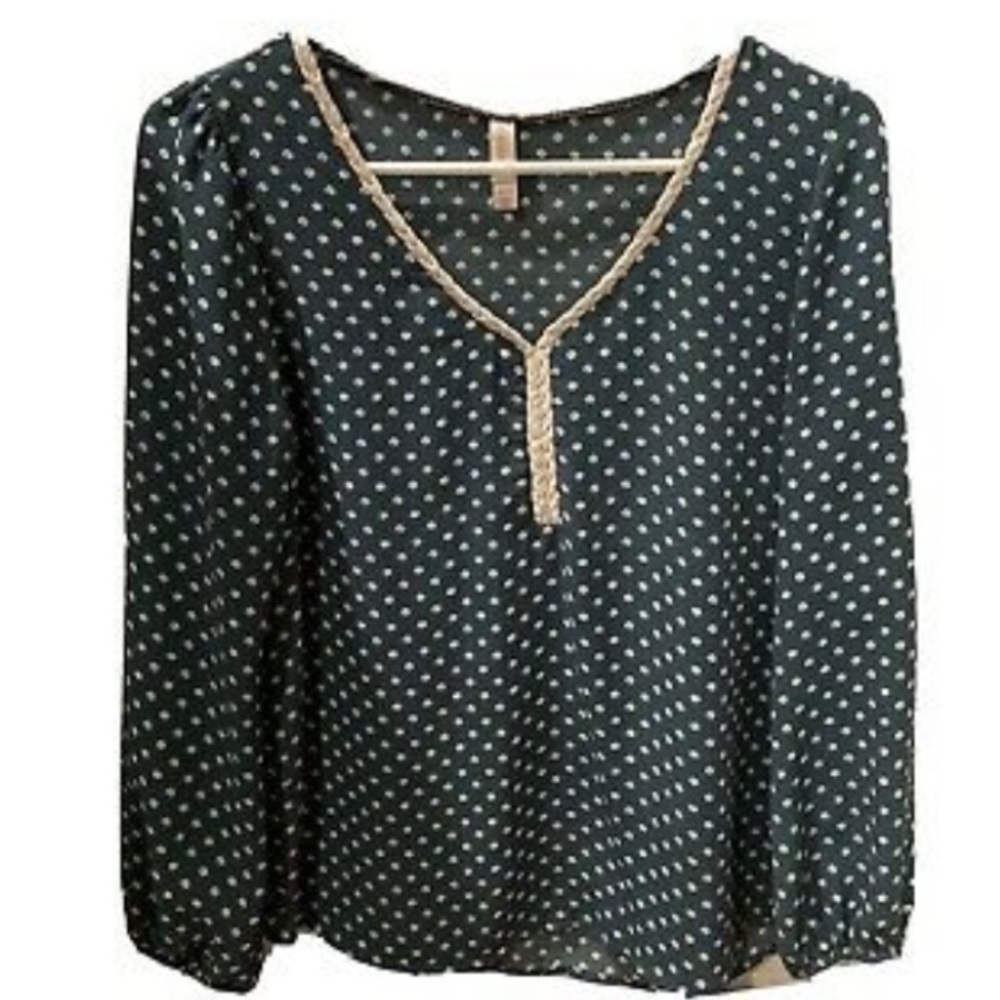 Xhilaration green/blue  With White Polka Dot Women’s Long Sleeve